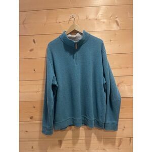 Lands' End Bedford Quarter Zip Men's XL Blue Cotton